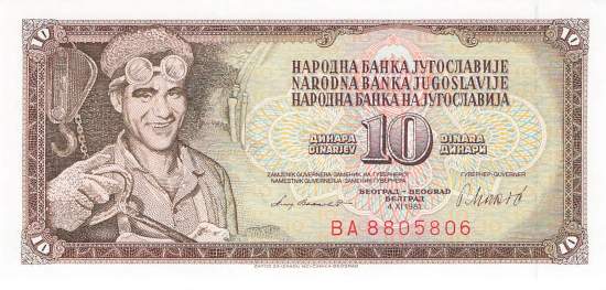 Jugoslawien p87b 10 Dinara 1981